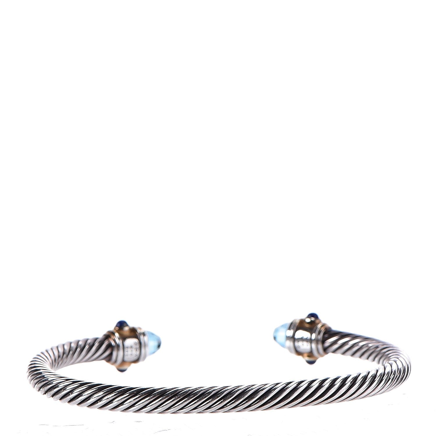 David Yurman Sterling Silver 14K Yellow Gold Blue Topaz Lapis Lazuli 5mm Cable Renaissance Bracelet 3 of 6