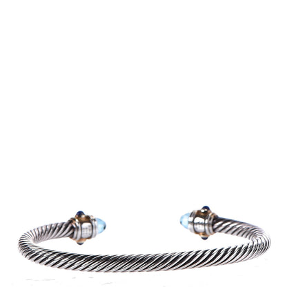 David Yurman Sterling Silver 14K Yellow Gold Blue Topaz Lapis Lazuli 5mm Cable Renaissance Bracelet 3 of 6