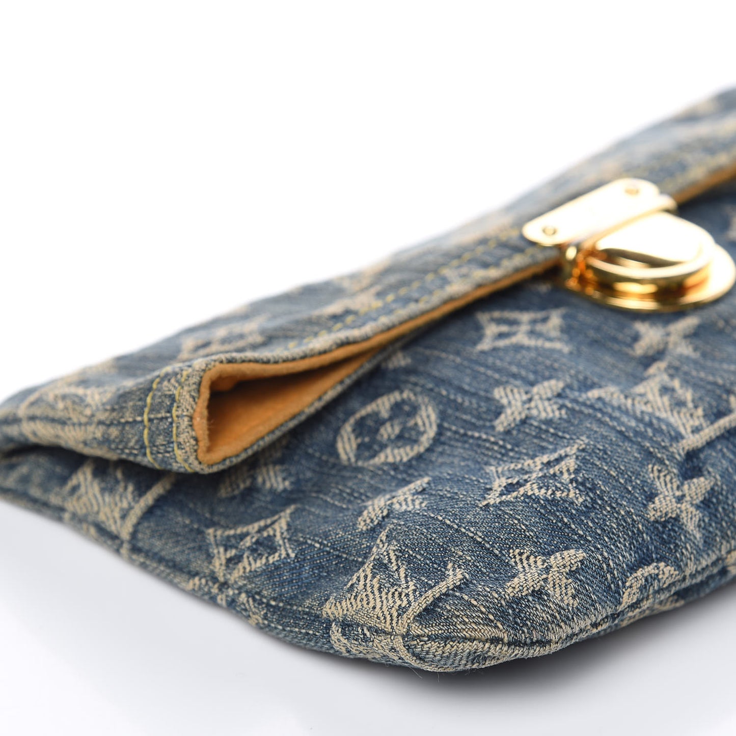 Monogram Denim Pochette Plat Clutch Blue