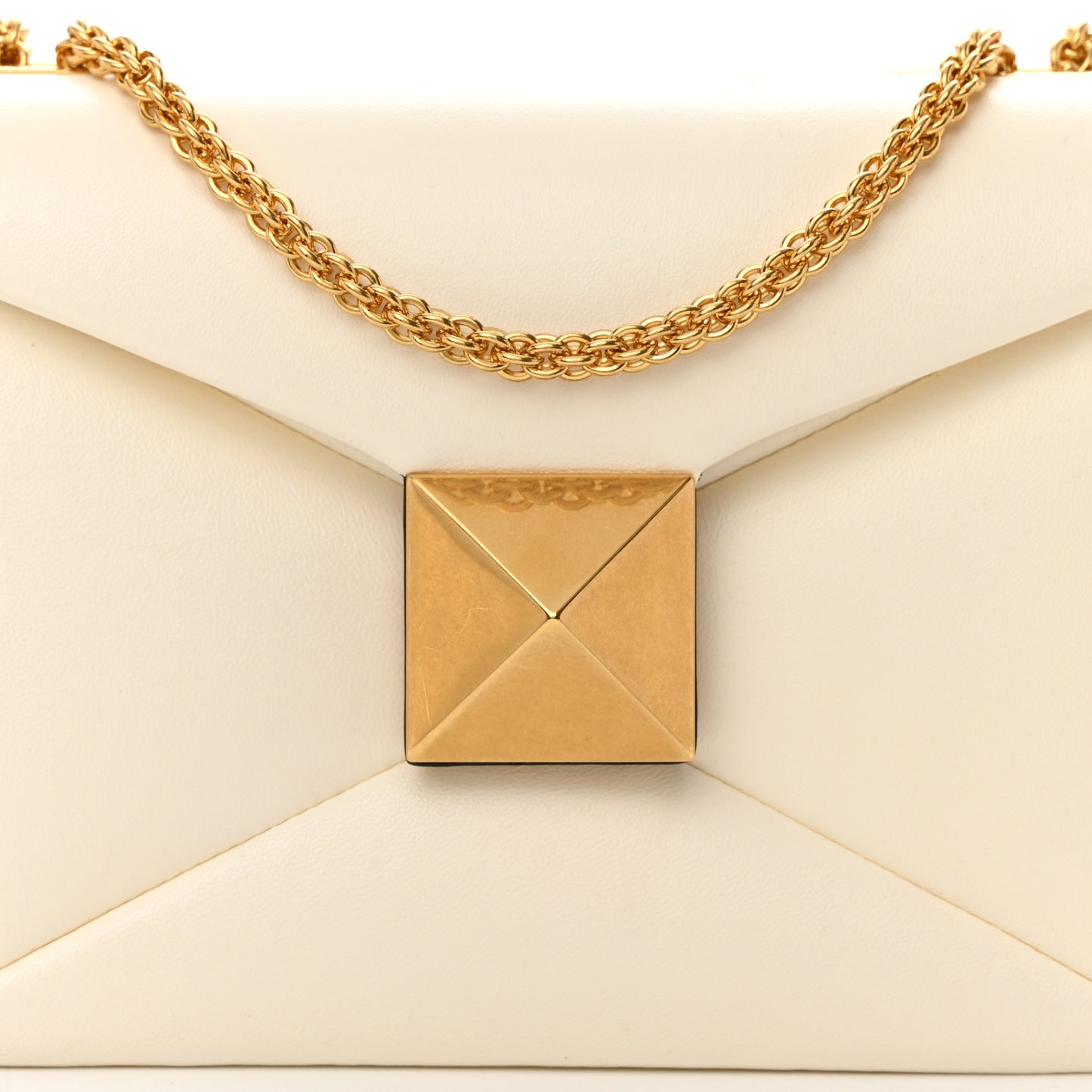 Nappa One Stud Chain Clutch Ivory