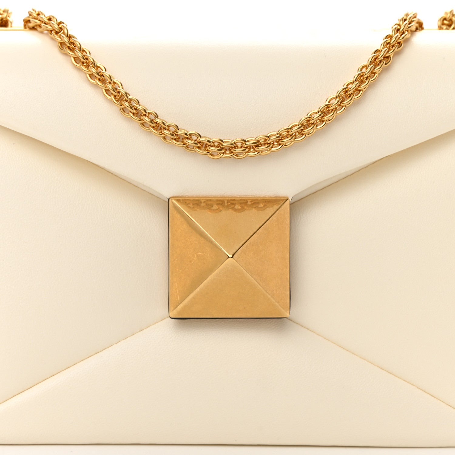 Valentino Garavani Nappa One Stud Chain Clutch Ivory 8 of 14