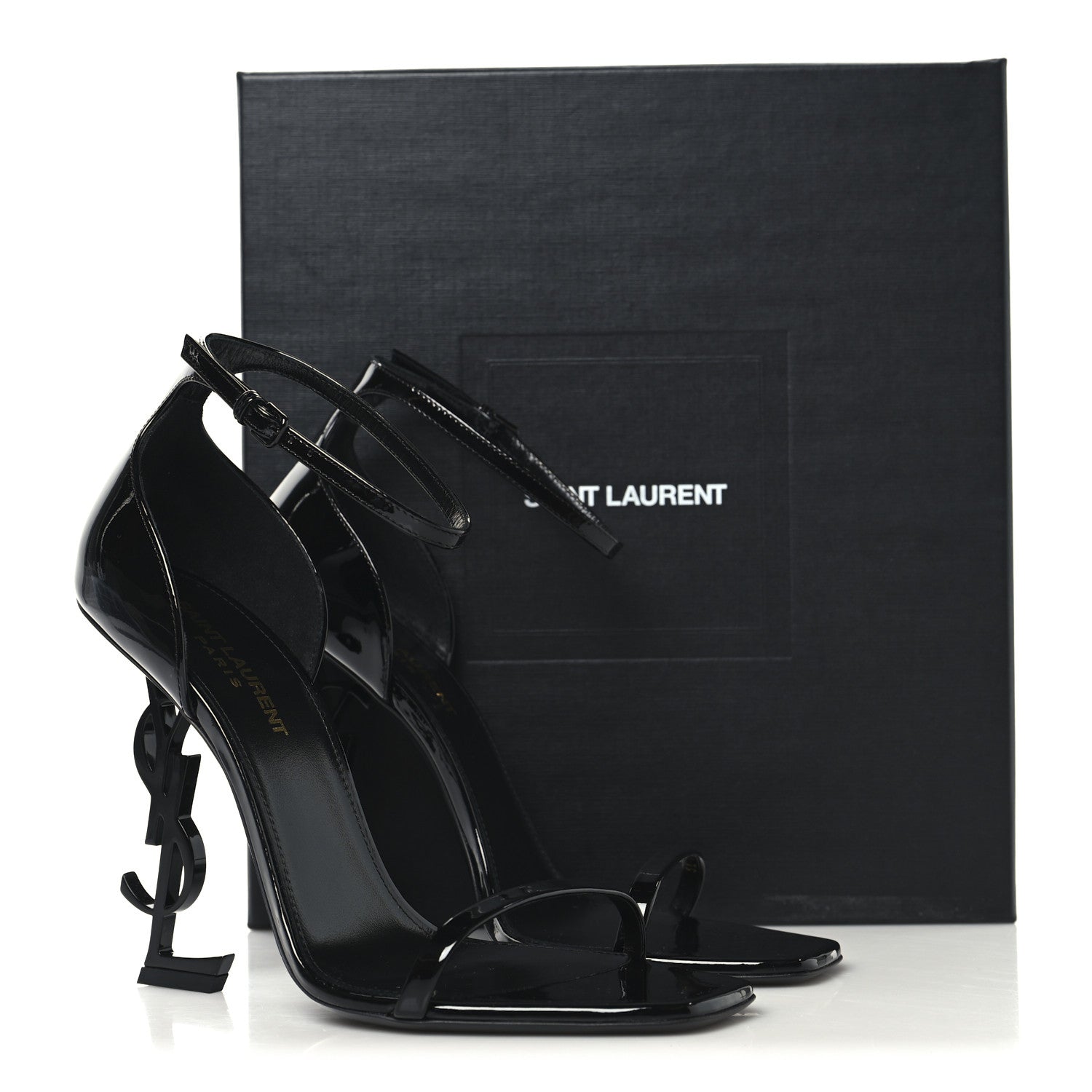 Saint Laurent Patent Calfskin Opyum 110 Sandals 39 Black 10 of 10