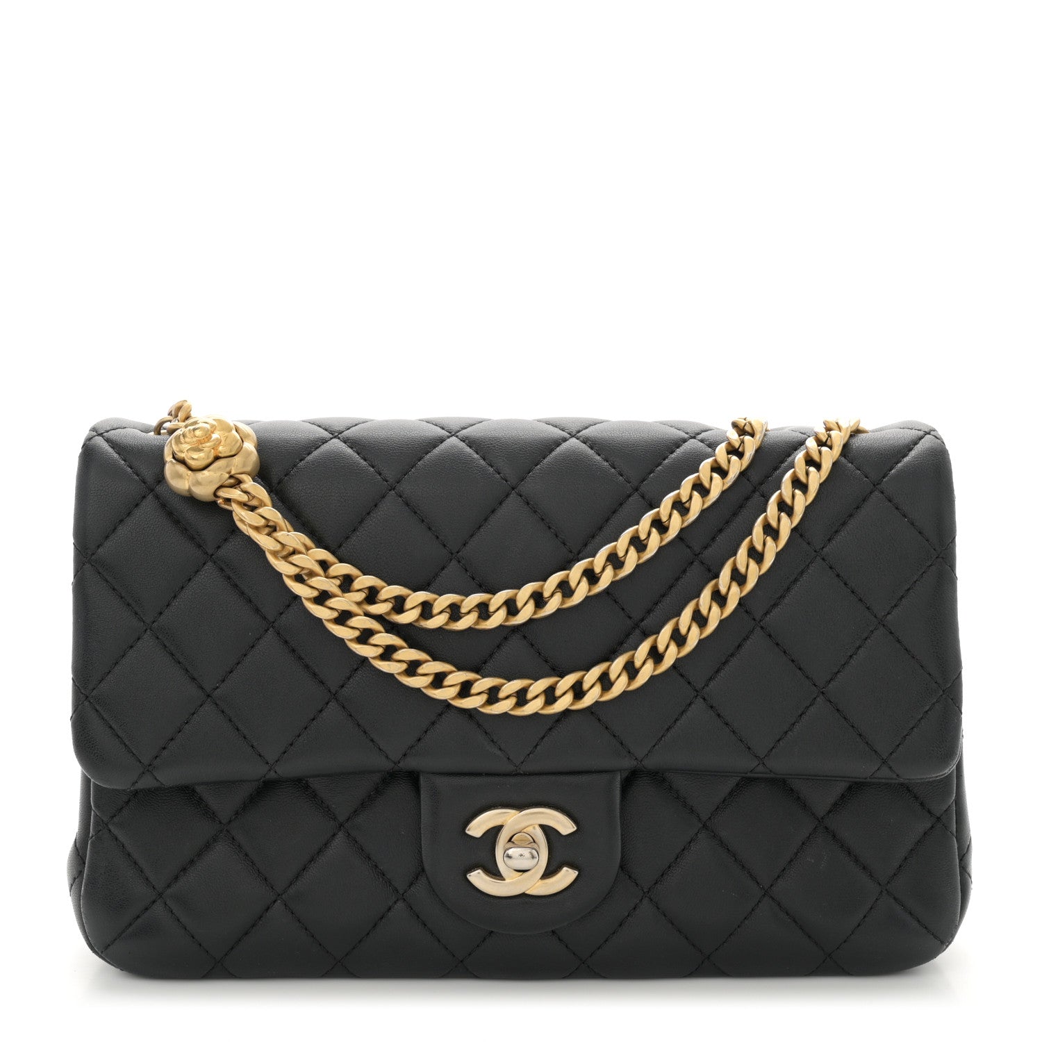 Chanel Lambskin Quilted Small Sweet Camellia Flap Black 1 of 12