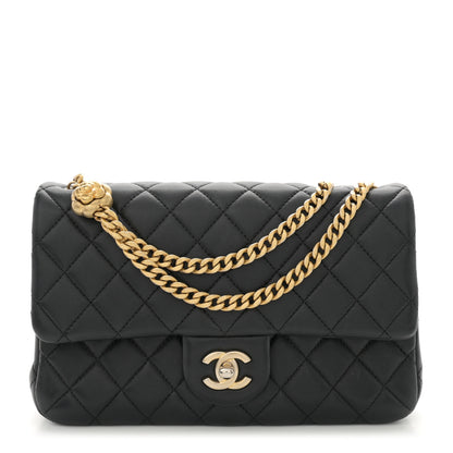 Chanel Lambskin Quilted Small Sweet Camellia Flap Black 1 of 12