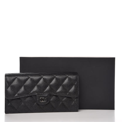 Chanel Iridescent Caviar Quilted Large Gusset Flap Wallet Black 9 of 9