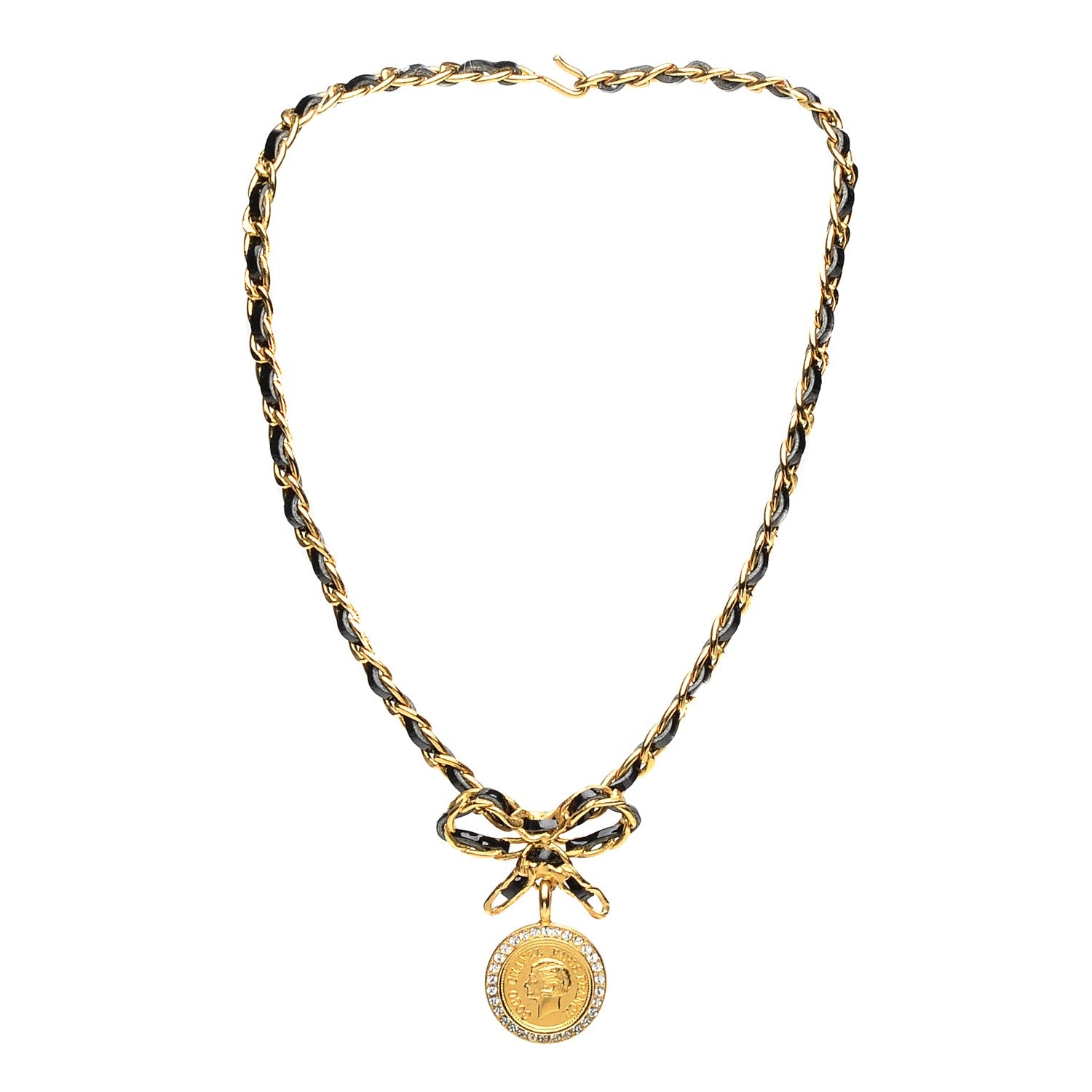 Chanel Medallion Choker Chain Necklace Gold 1 of 6