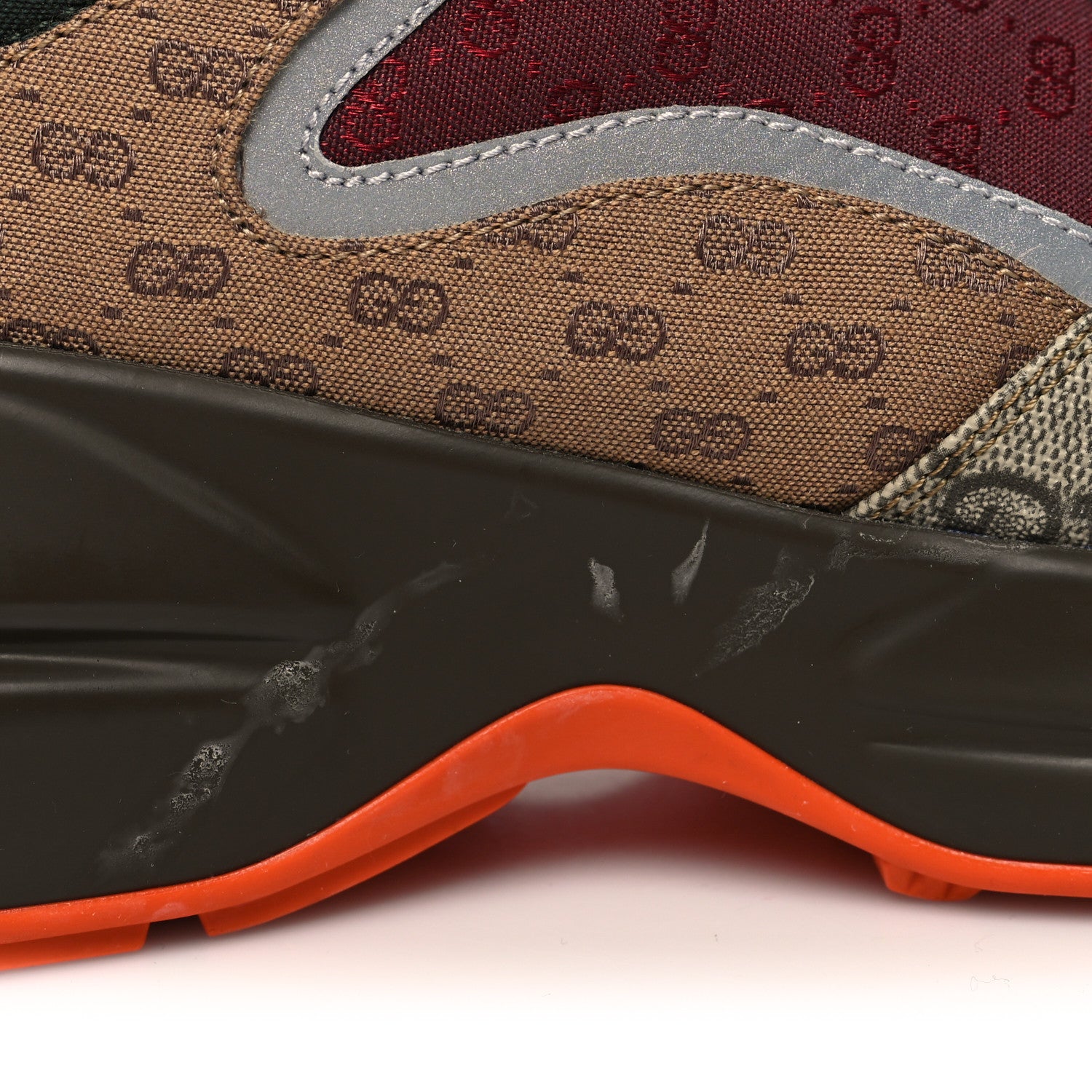 Gucci GG Supreme Monogram Mix Monogram Mens Rhyton Sneakers 10.5 Bordeaux Beige Ebony 9 of 9