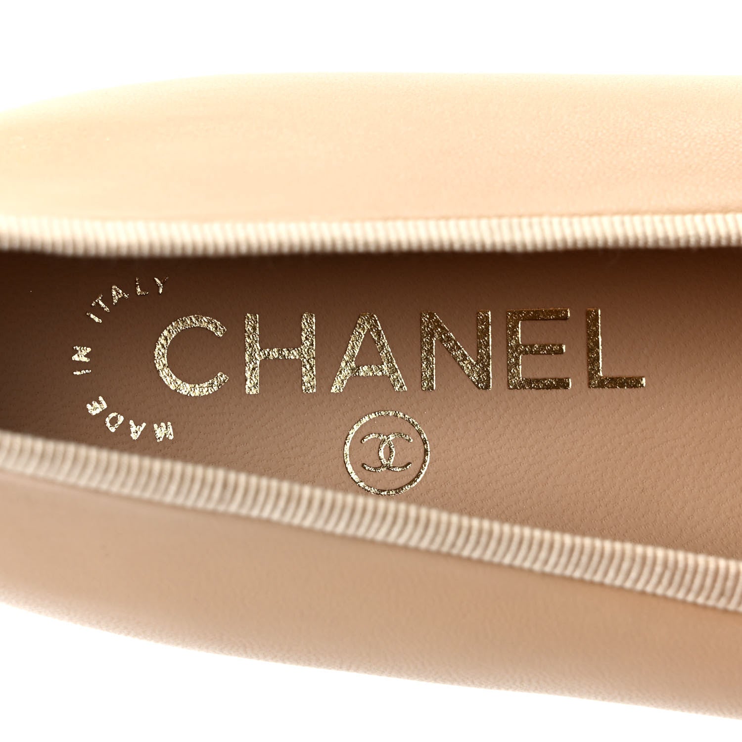 Chanel Lambskin Cap Toe CC Ballerina Flats 37 Beige Black 7 of 8