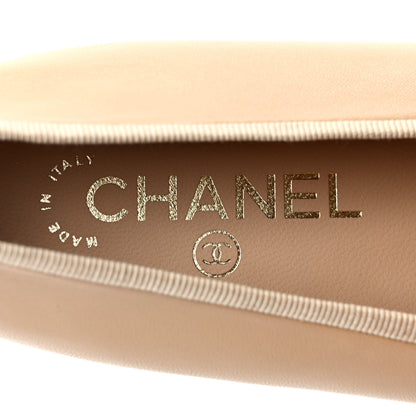 Chanel Lambskin Cap Toe CC Ballerina Flats 37 Beige Black 7 of 8