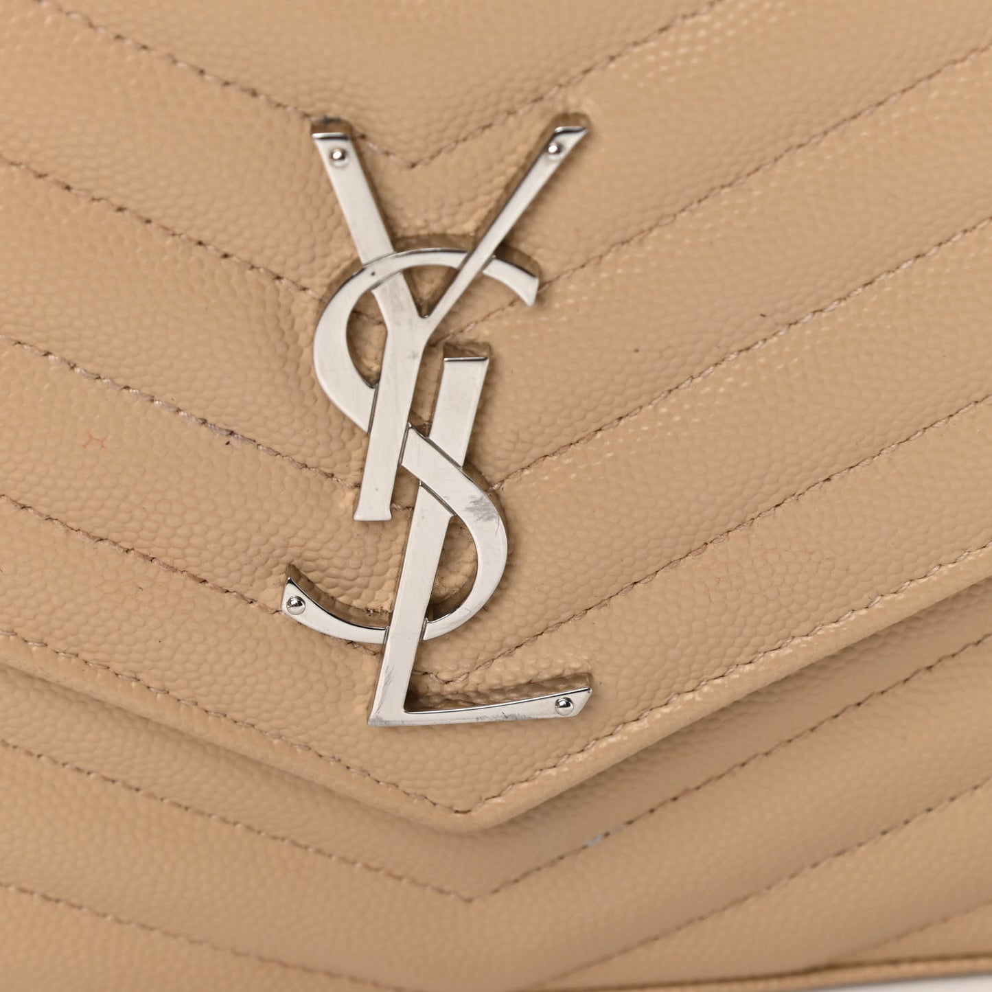 Grain De Poudre Matelasse Chevron Monogram Chain Wallet Nude Powder