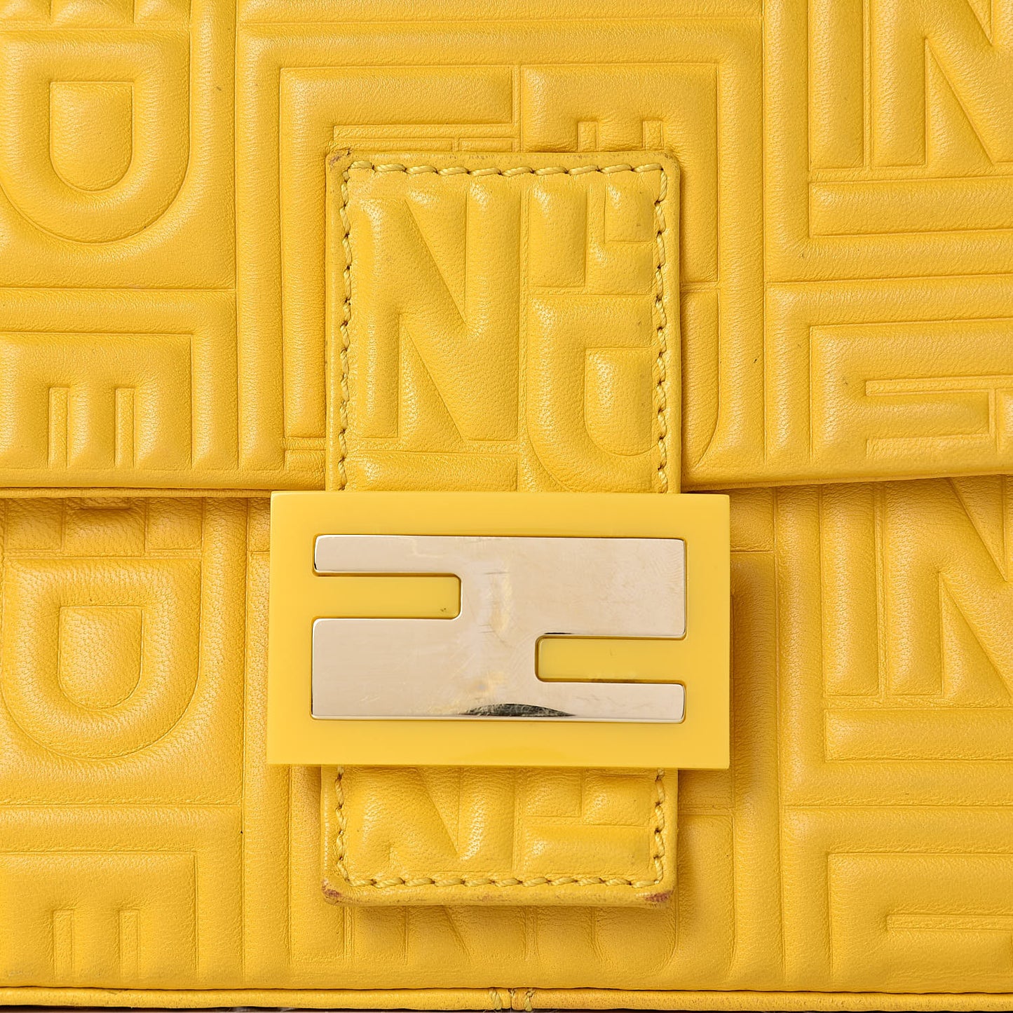 Nappa Logo Embossed Baguette Lemon Giallo