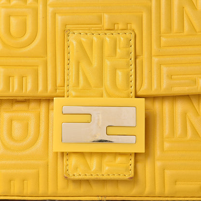 Fendi Nappa Logo Embossed Baguette Lemon Giallo 9 of 17