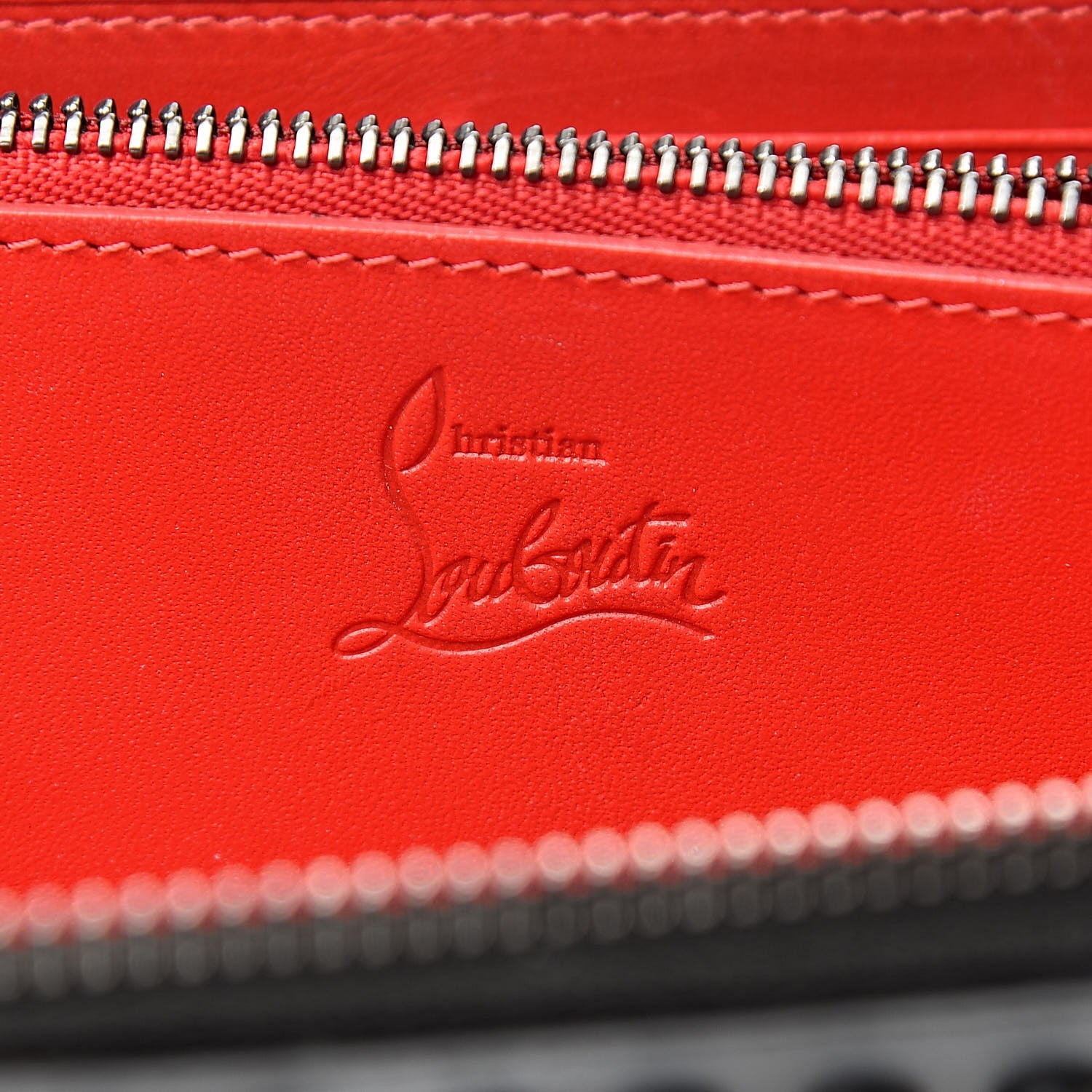 Christian Louboutin Calfskin Panettone Spiked Zip Around Wallet Black 6 of 10