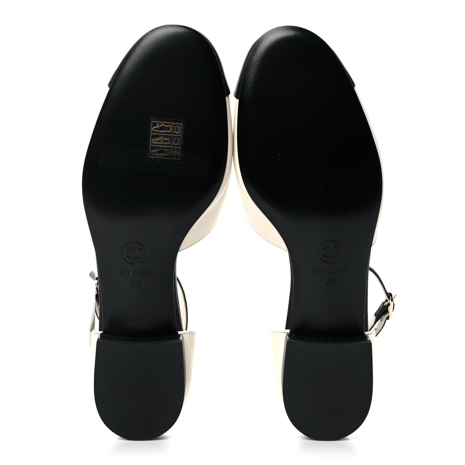 Chanel Lambskin Open Toe Flats 38 Ivory Black 5 of 9