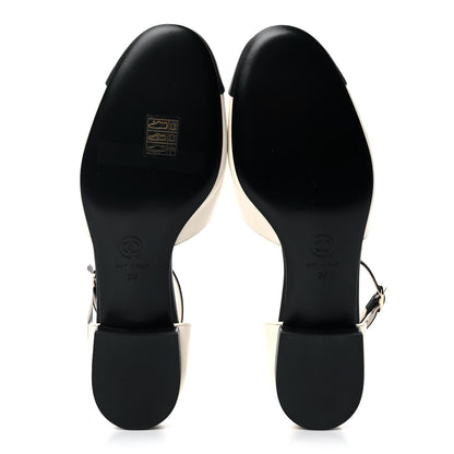 Chanel Lambskin Open Toe Flats 38 Ivory Black 5 of 9