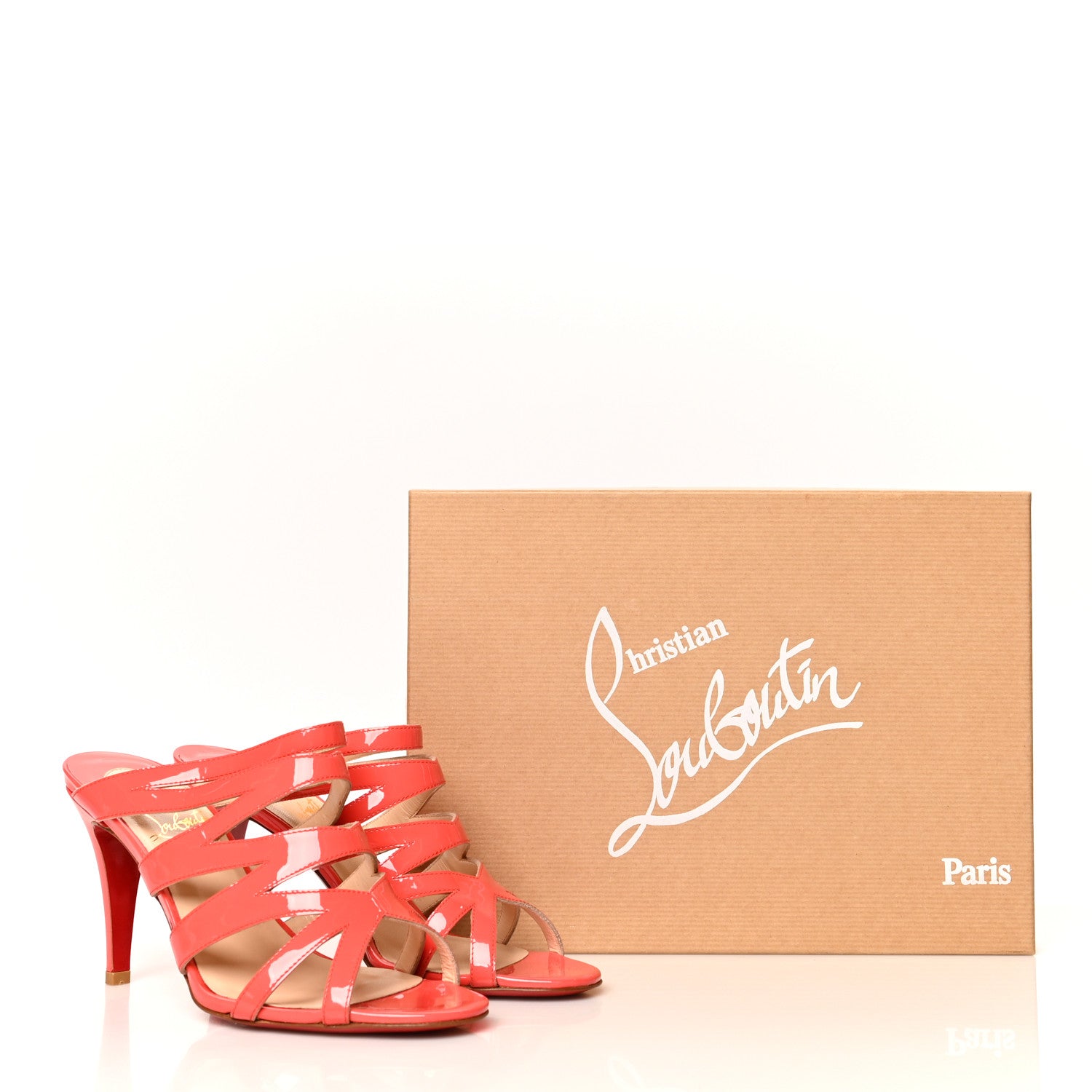 Christian Louboutin Patent Calfskin Zorro 85 Slide Sandal 37 Corail 8 of 8