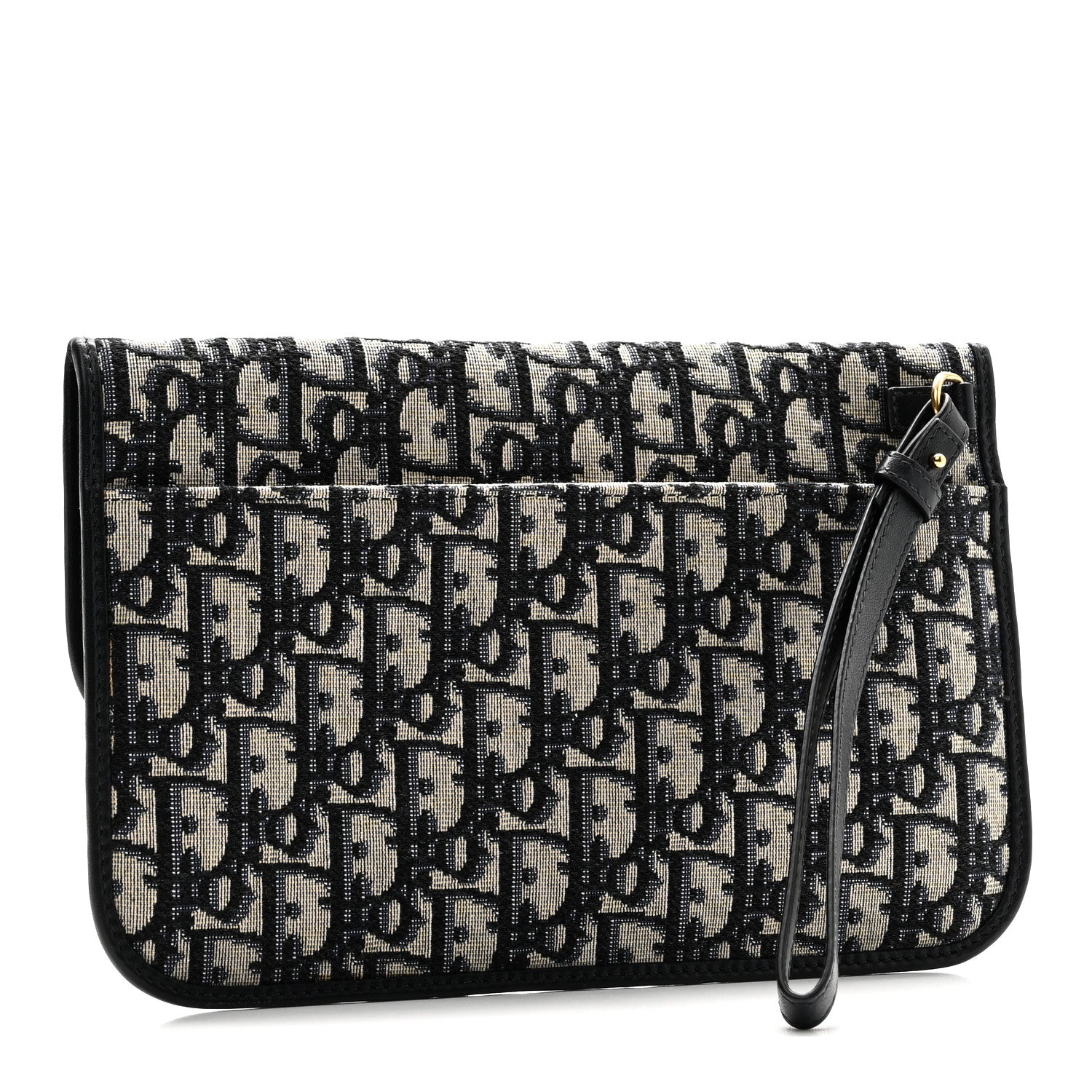 Christian Dior Oblique Flap Pouch Clutch Blue 3 of 9