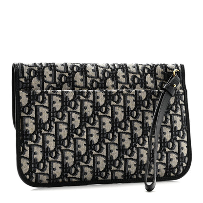 Christian Dior Oblique Flap Pouch Clutch Blue 3 of 9