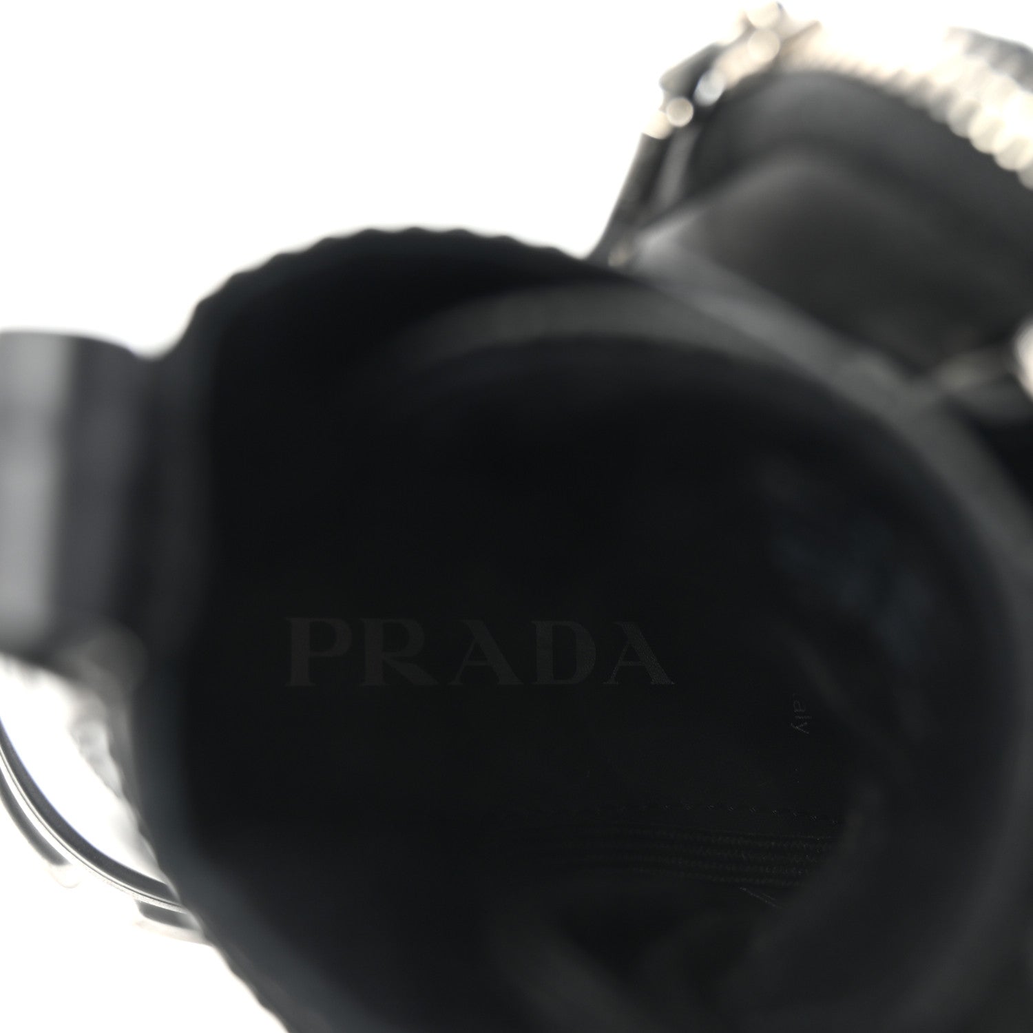 Prada Spazzolato Rois Nylon Metal Triangle Logo Monolith Pouch Pocket 55mm Boots 38 Black 8 of 9