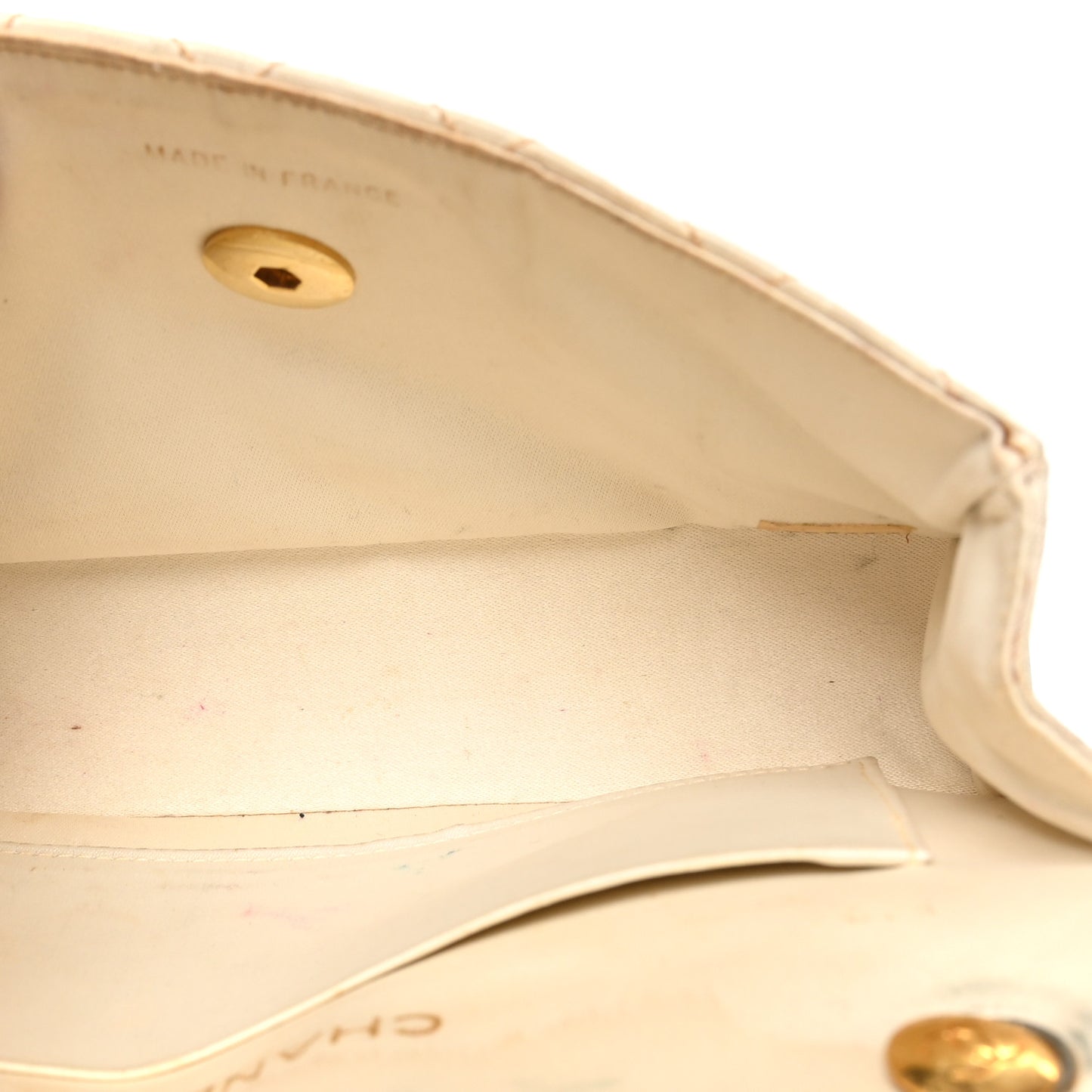 Satin Quilted Mini Flap White