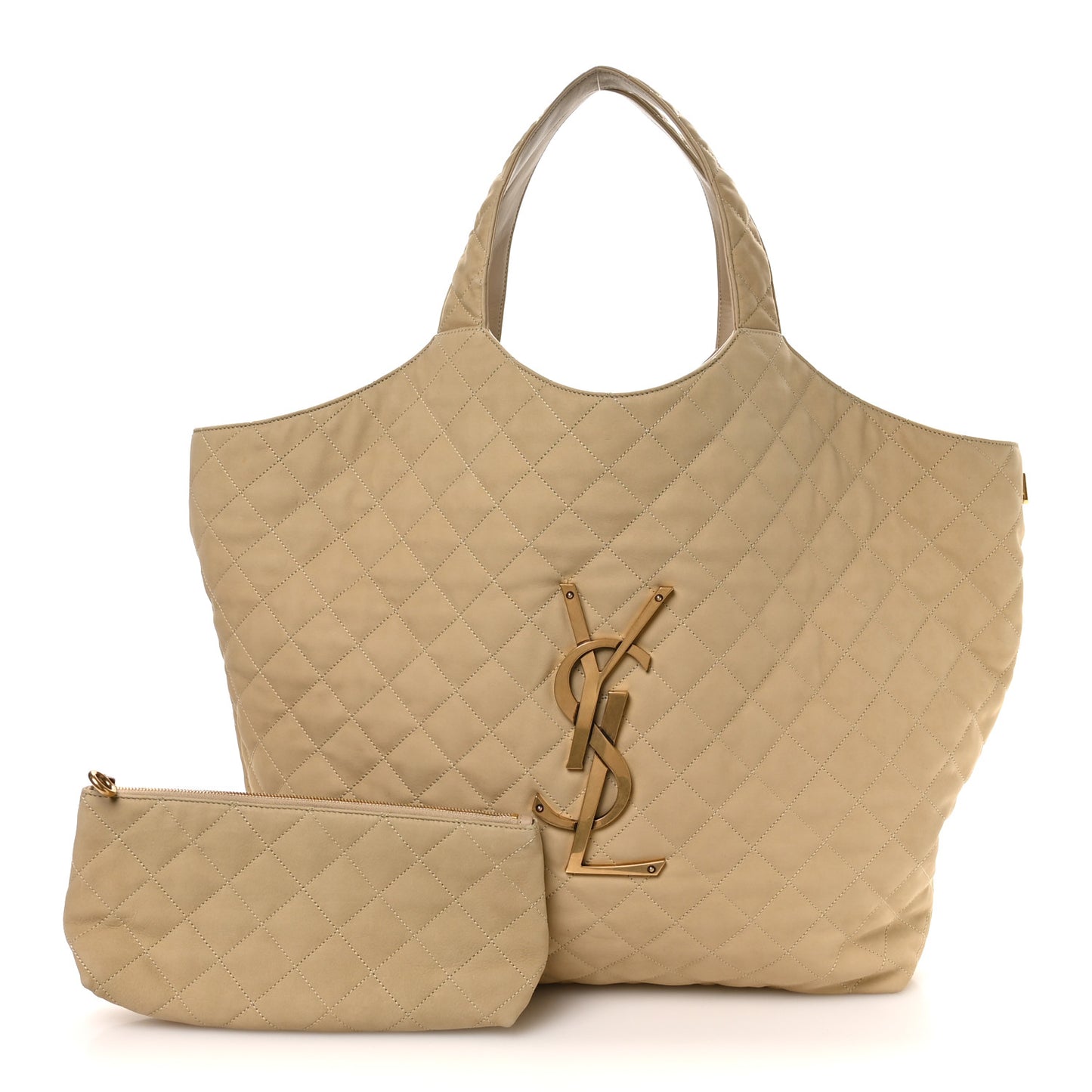 Nubuck Suede Quilted Maxi Icare Shopping Tote Beige
