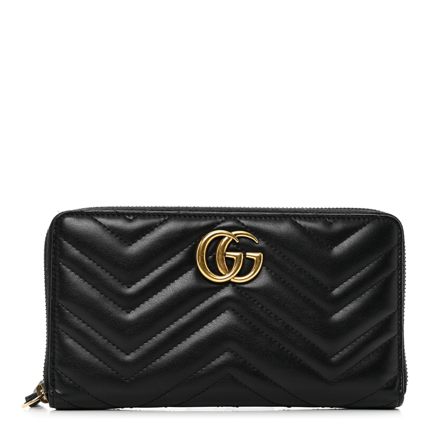 Calfskin Matelasse GG Marmont Zip Around Organizer Wallet Black