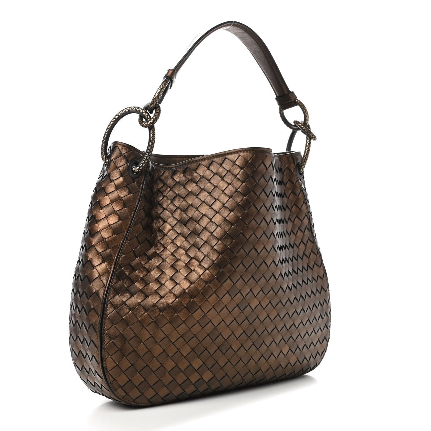 Nappa Intrecciato Small Loop Dark Bronze