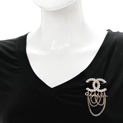 Chanel Metal Crystal Bow-tiful CC Chain Brooch Gold 2 of 5