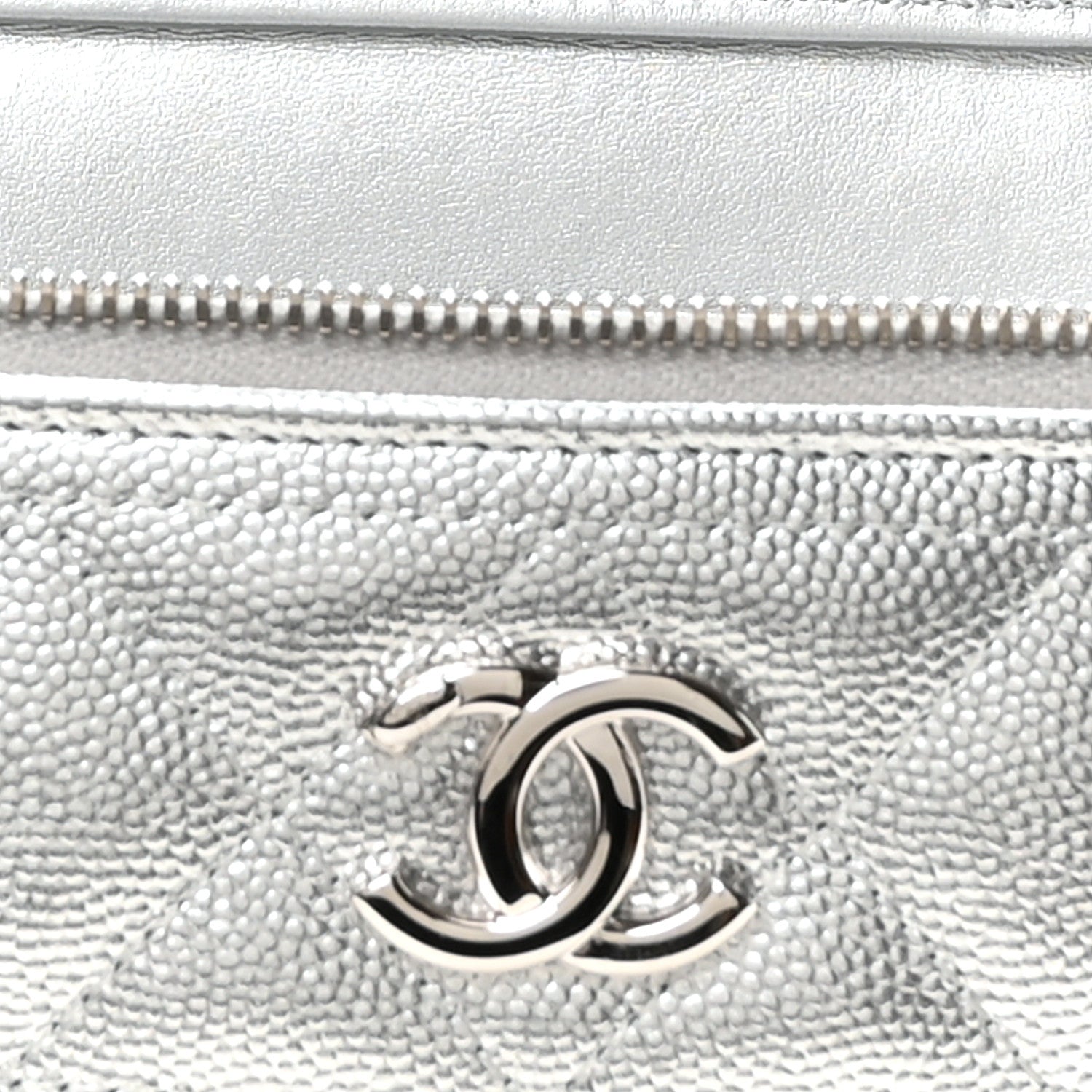 Chanel Metallic Caviar Quilted Trendy Handle Mini Vanity Silvery 11 of 12