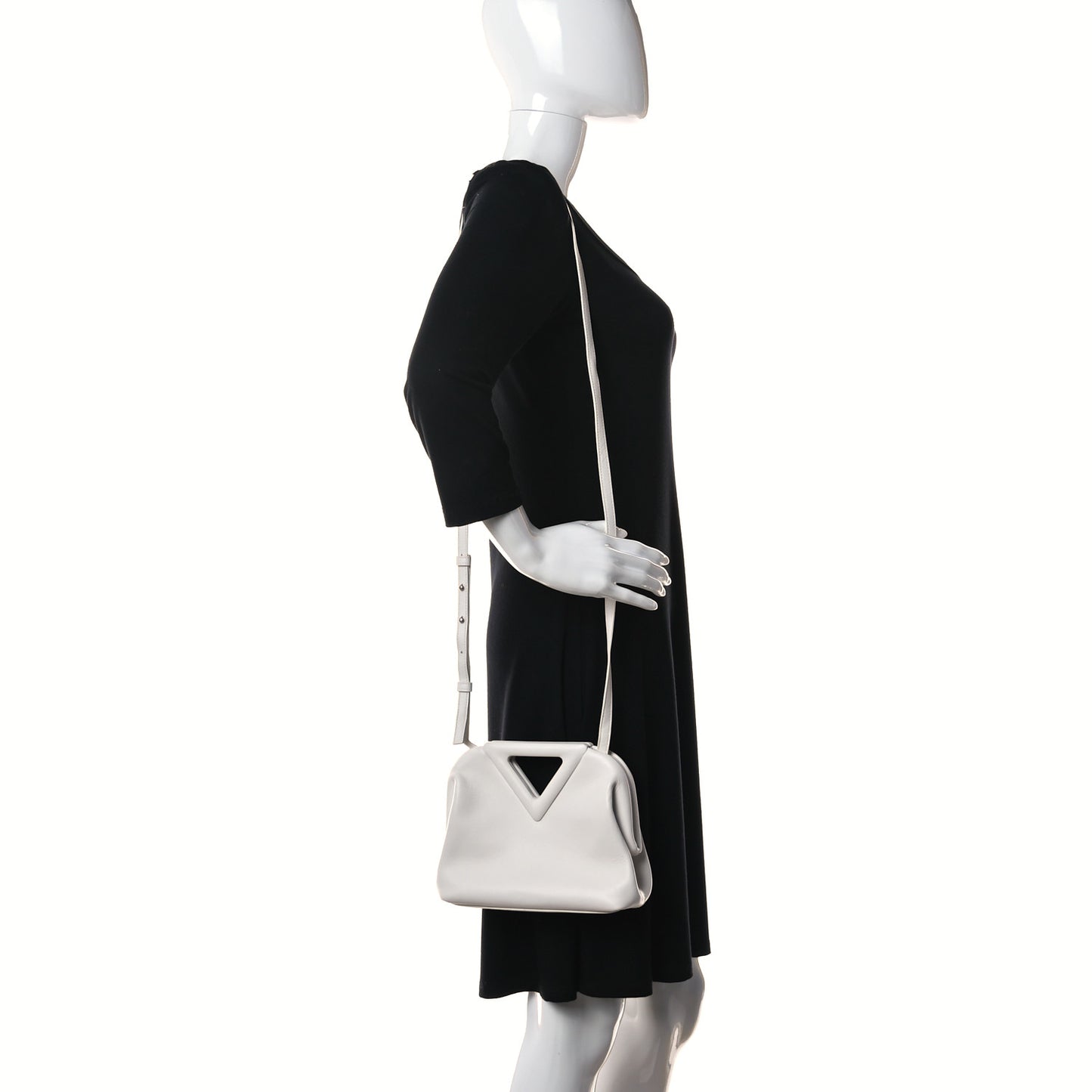 Calfskin Small The Point Triangle Bag Chalk