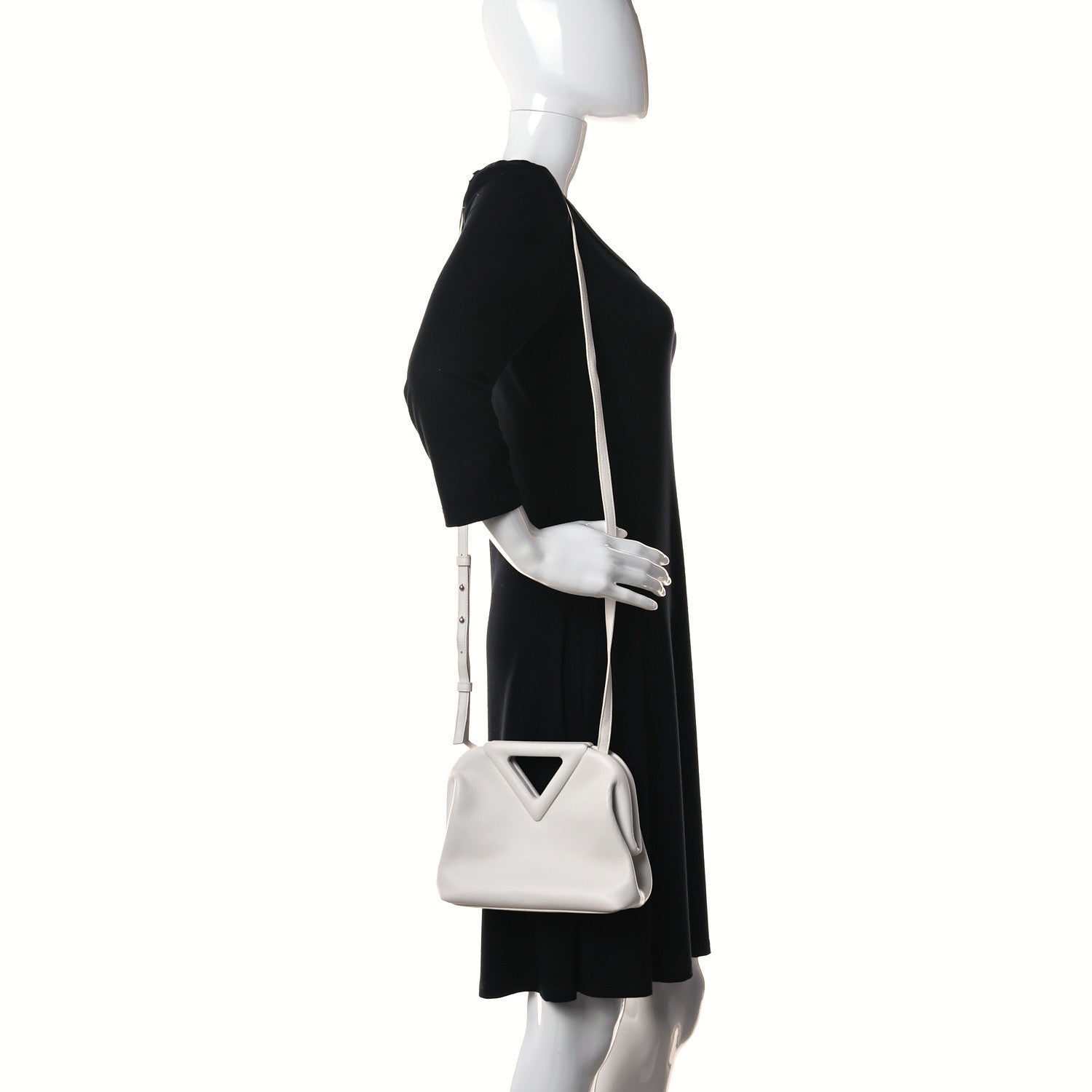 Bottega Veneta Calfskin Small The Point Triangle Bag Chalk 2 of 13