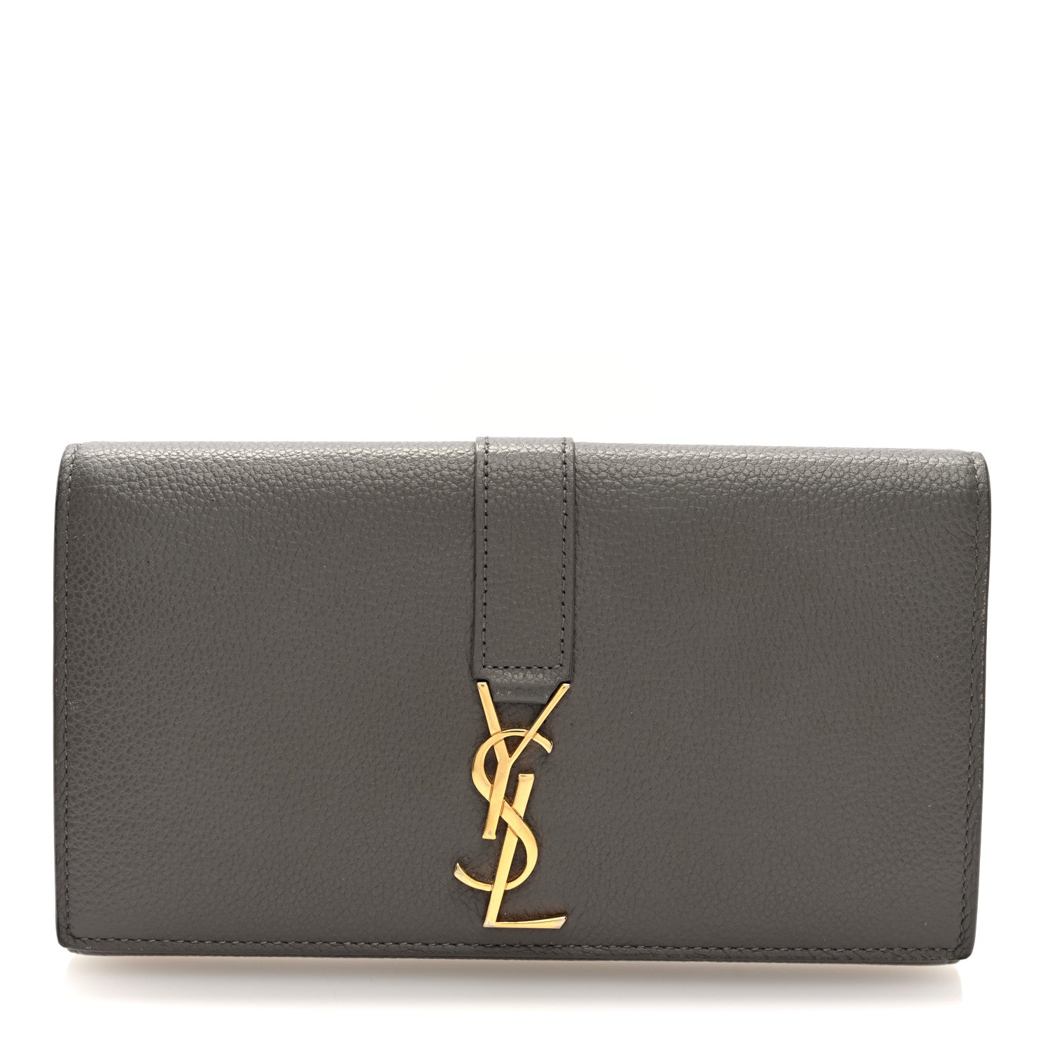Saint Laurent Grained Calfskin Monogram Large Flap Wallet Earth 1 of 7