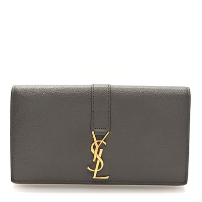 Saint Laurent Grained Calfskin Monogram Large Flap Wallet Earth 1 of 7