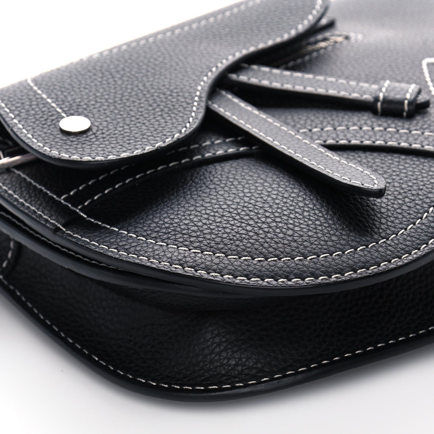 X KAWS Grained Calfskin Saddle Pouch Black