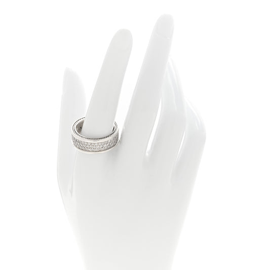 Sterling Silver Diamond Streamline Three-Row Band Ring 63 10.25