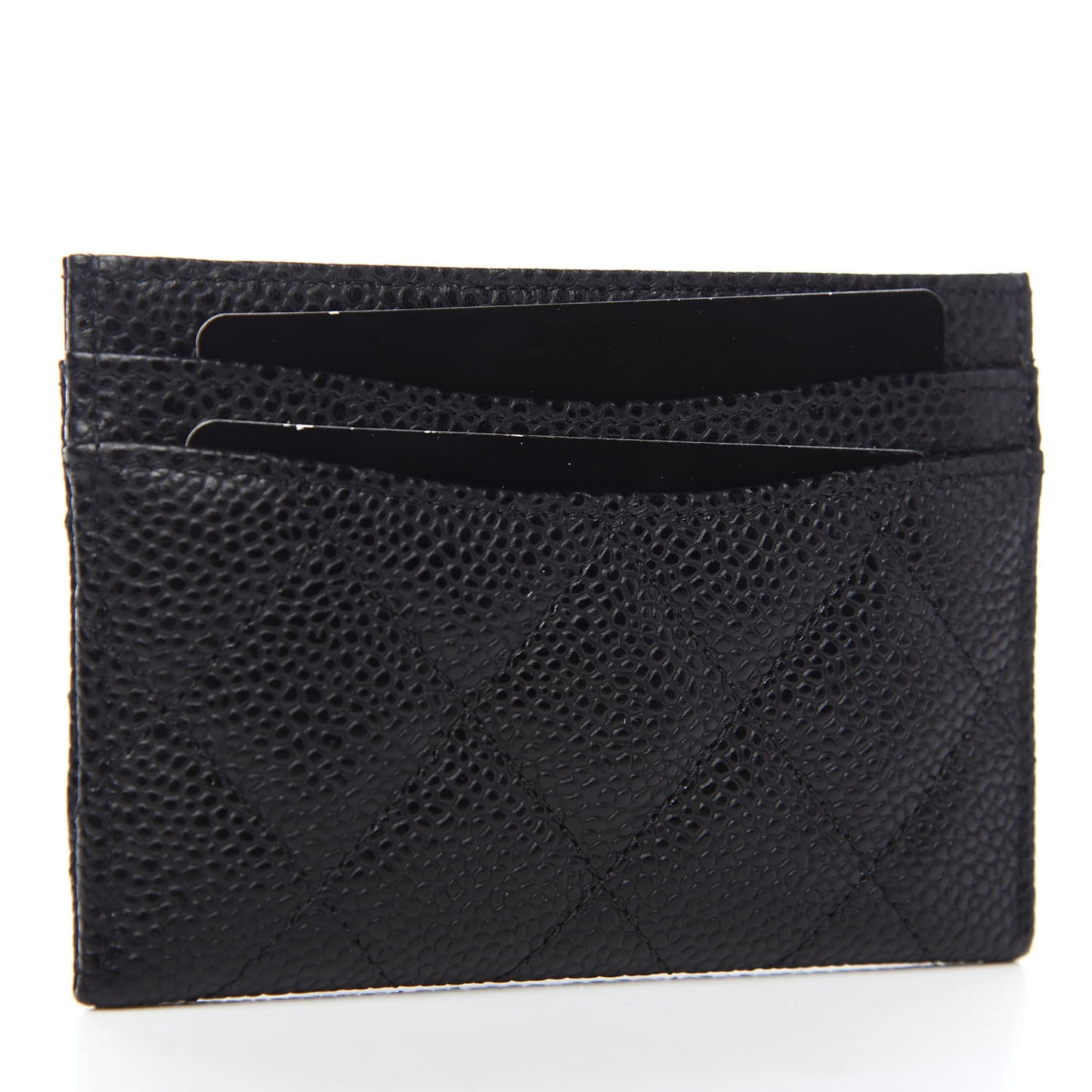 Caviar Quilted Card Holder Black