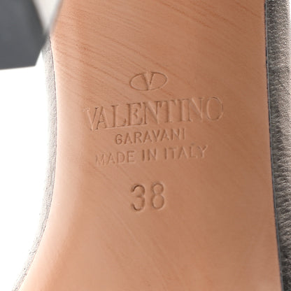 Valentino Garavani Metallic Nappa Rockstud Slingback High Heel Sandals 38 Sasso 6 of 11