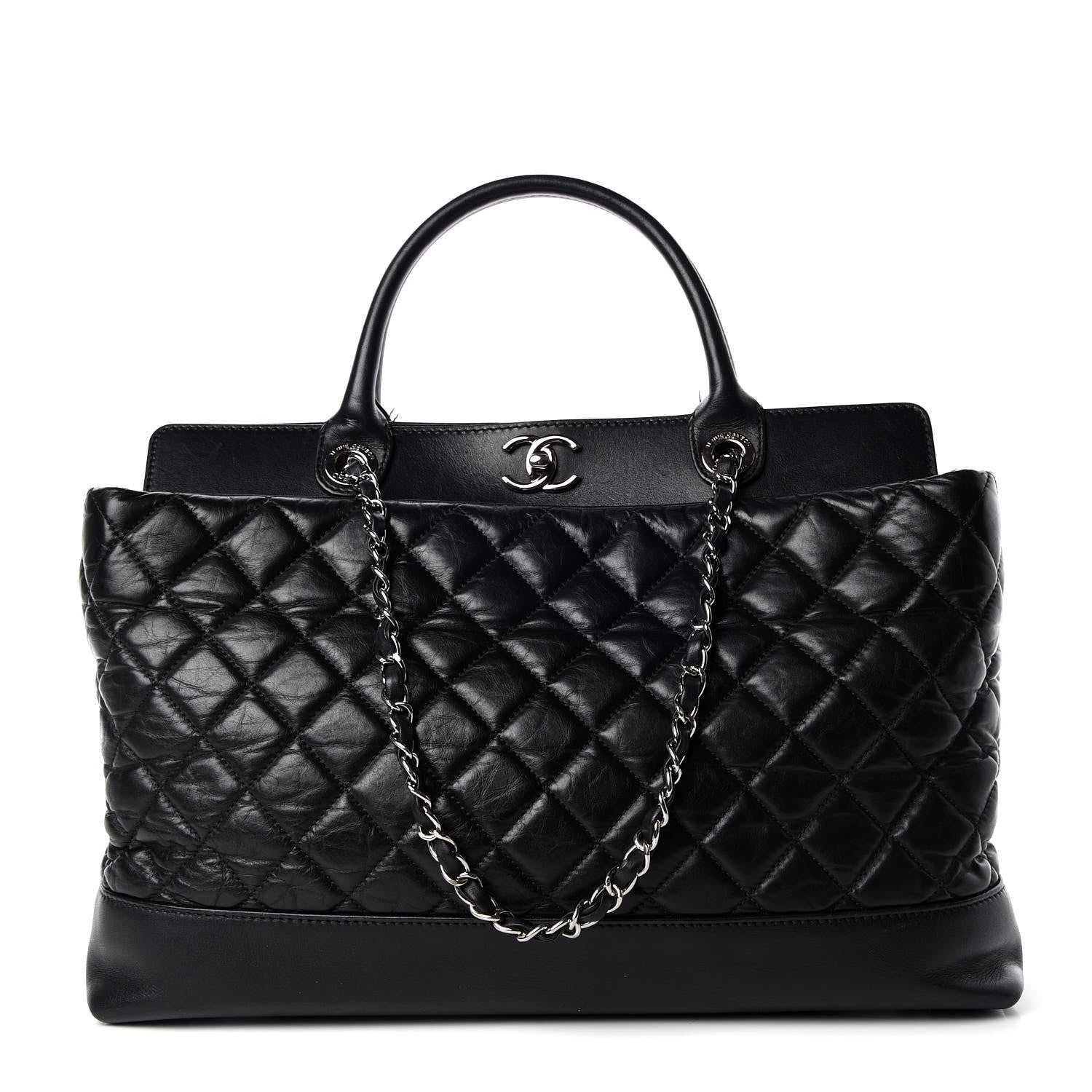 Chanel Aged Calfskin Quilted Be CC Tote Black 1 of 19