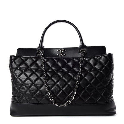 Chanel Aged Calfskin Quilted Be CC Tote Black 1 of 19