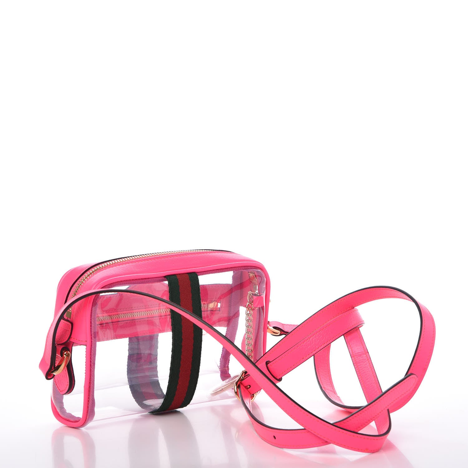 Gucci Vinyl Web Mini Ophidia Transparent Shoulder Bag Fluorescent Fuchsia 3 of 9