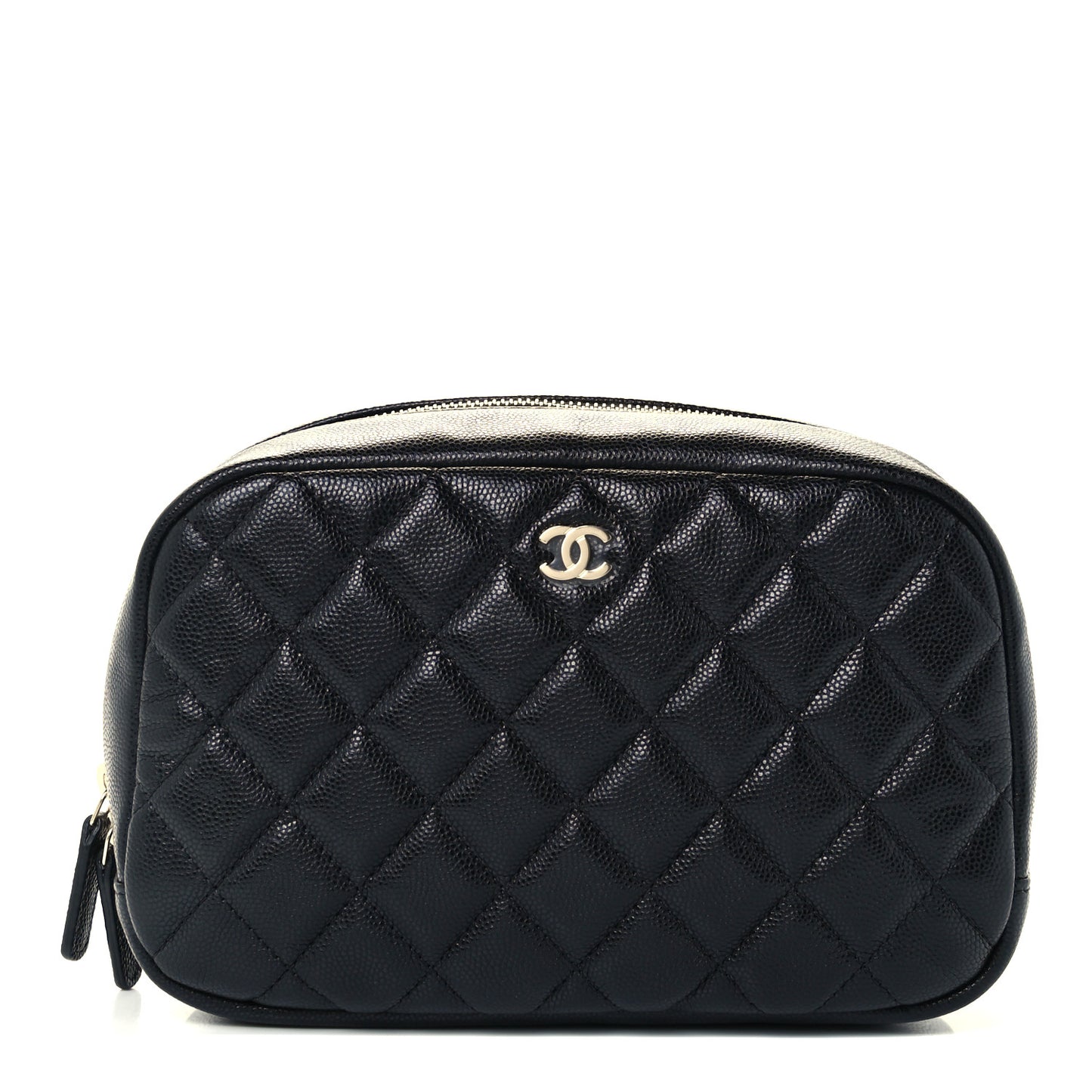 Caviar Quilted Curvy Pouch Cosmetic Case Black