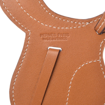 Hermes Veau Butler Paddock Selle Horse Saddle Bag Charm Natural Sable 3 of 4