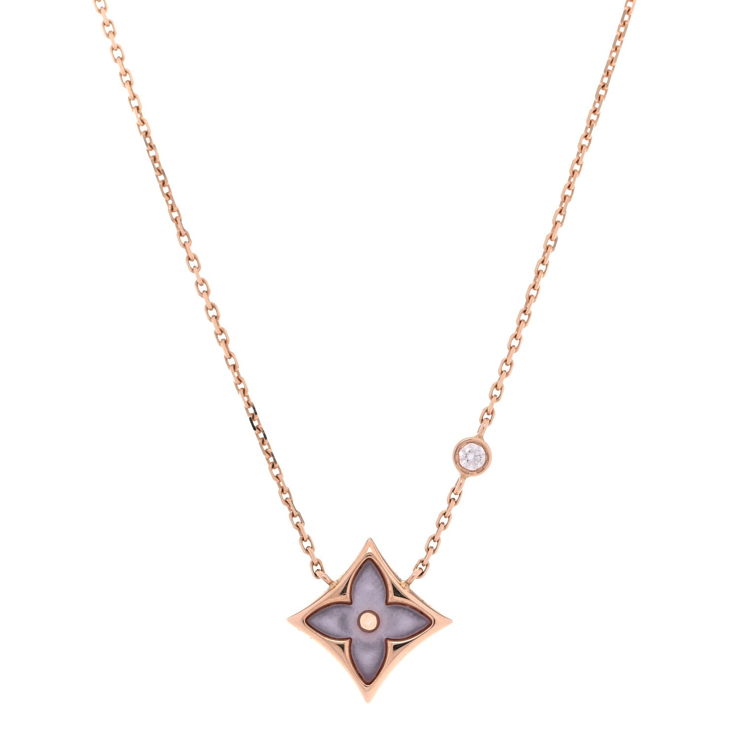 Louis Vuitton 18K Pink Gold Diamond Pink Mother of Pearl Color Blossom BB Star Pendant Necklace 1 of 4