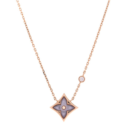 Louis Vuitton 18K Pink Gold Diamond Pink Mother of Pearl Color Blossom BB Star Pendant Necklace 1 of 4