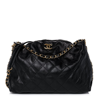 Chanel Calfskin Quilted Coco Shelter Bowling Bag Black 1 of 11