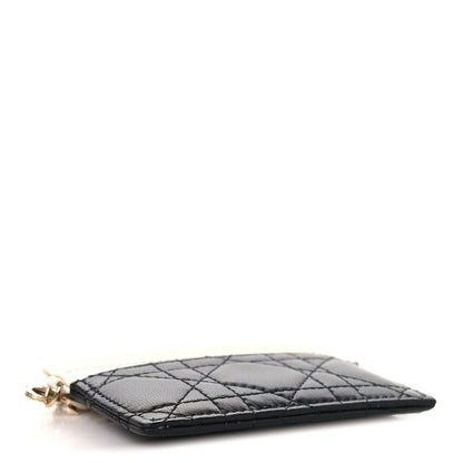 Christian Dior Lambskin Cannage Lady Dior Card Holder Black White 4 of 8