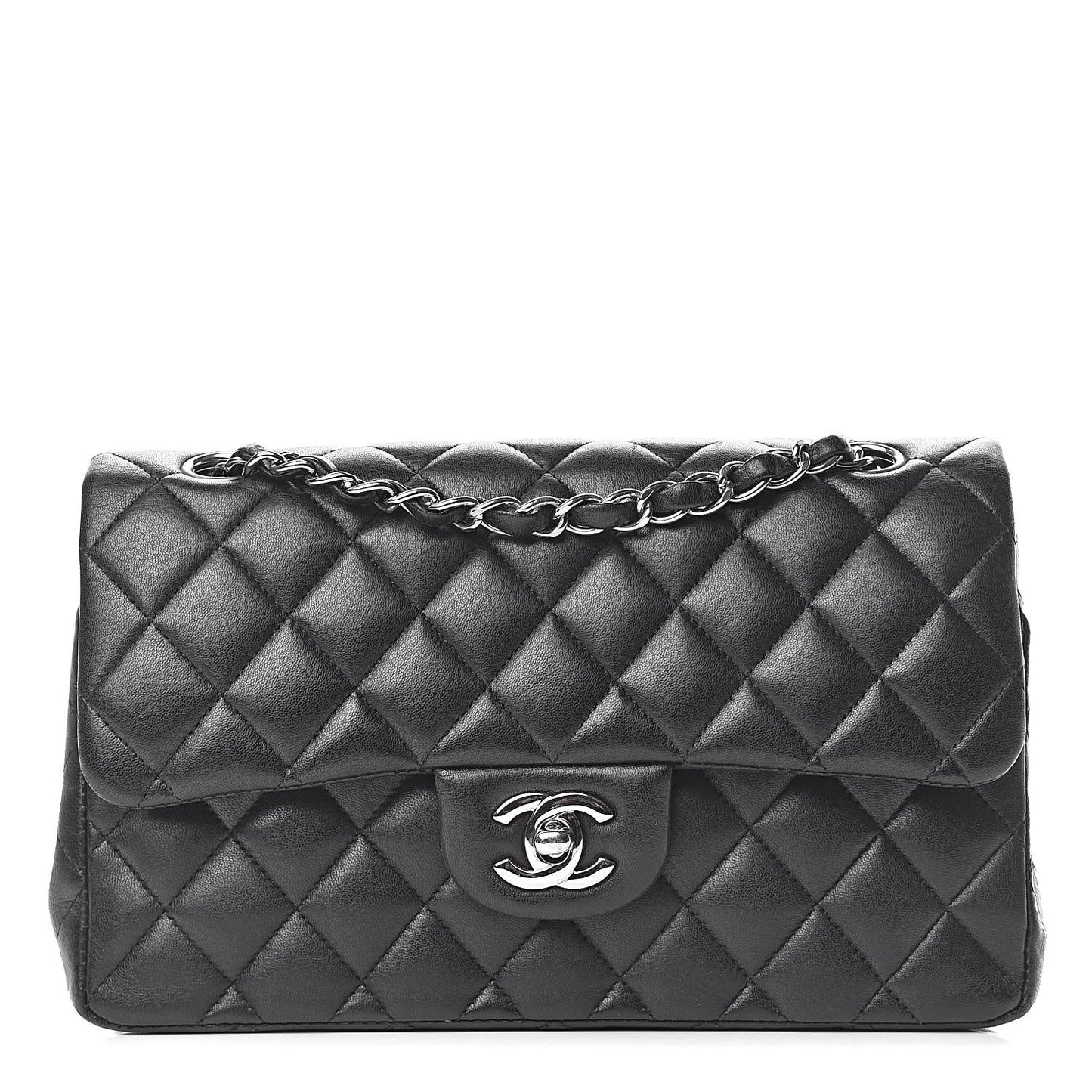 Lambskin Quilted Small Double Flap Black