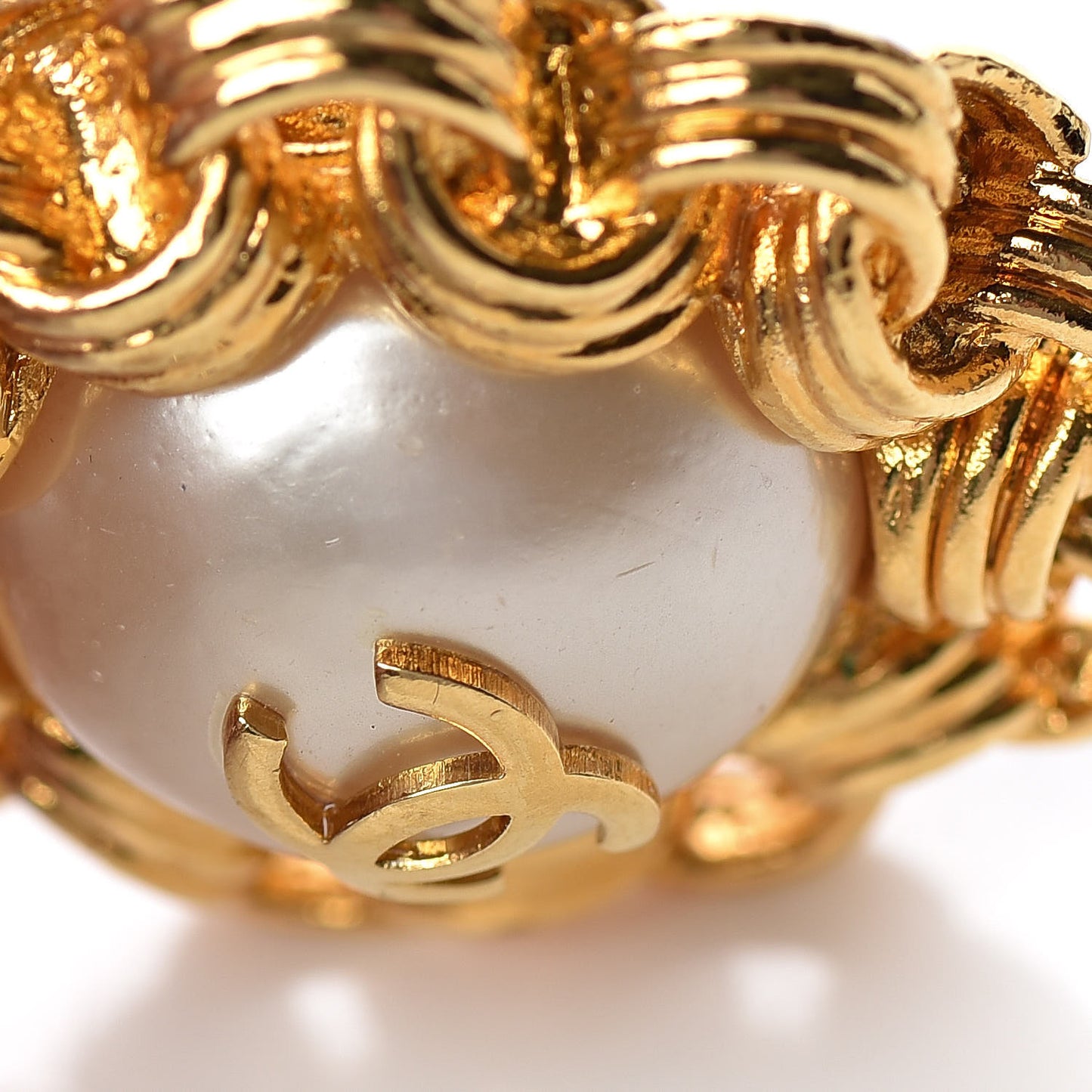 Pearl CC Clip On Earrings Gold