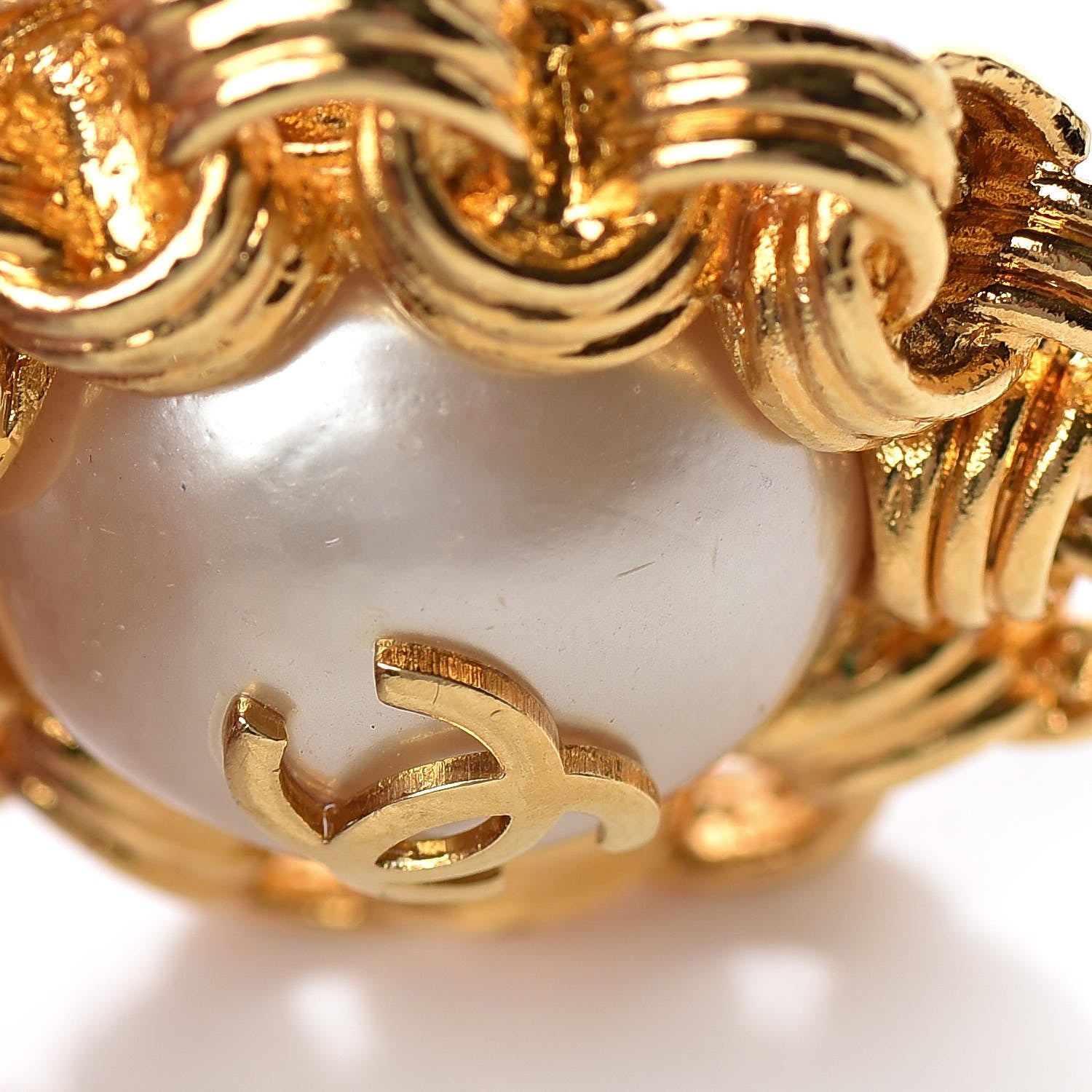 Chanel Pearl CC Clip On Earrings Gold 5 of 7