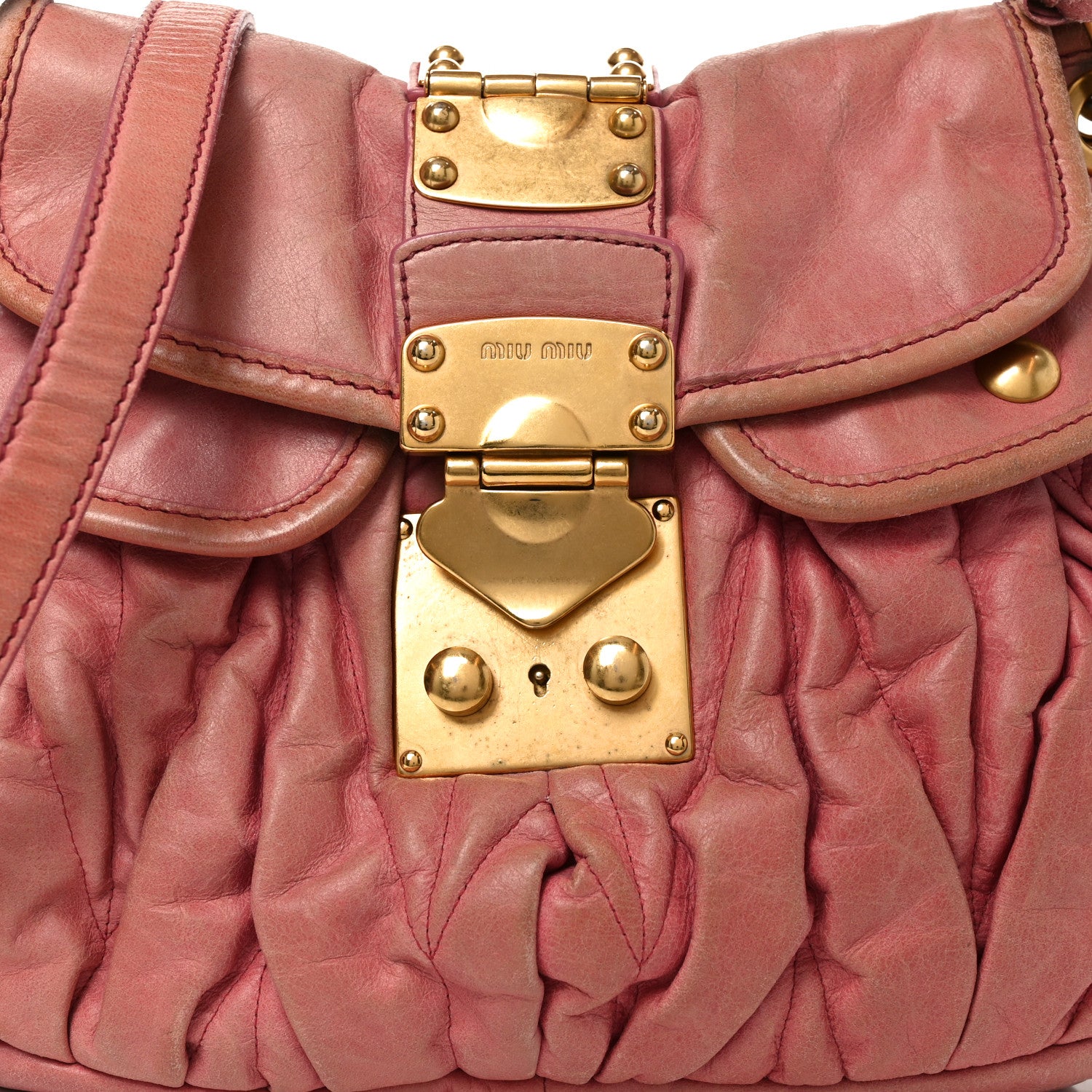 Miu Miu Nappa Matelasse Lux Coffer Hobo Begonia 7 of 9